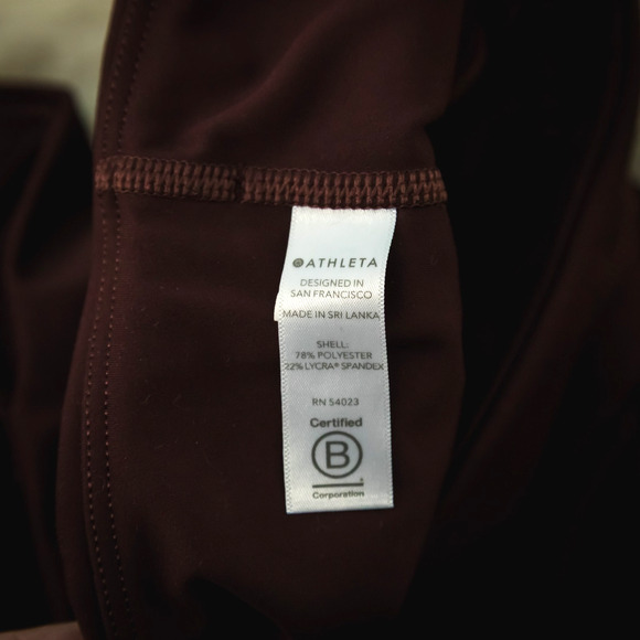 Athleta Size Large L Burgundy Dark Red Persistence Laser Cut 7/8 Tight Leggings - Picture 7 of 9